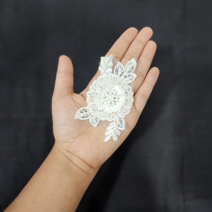 White color Beads work Patch Pack of 4 Pcs