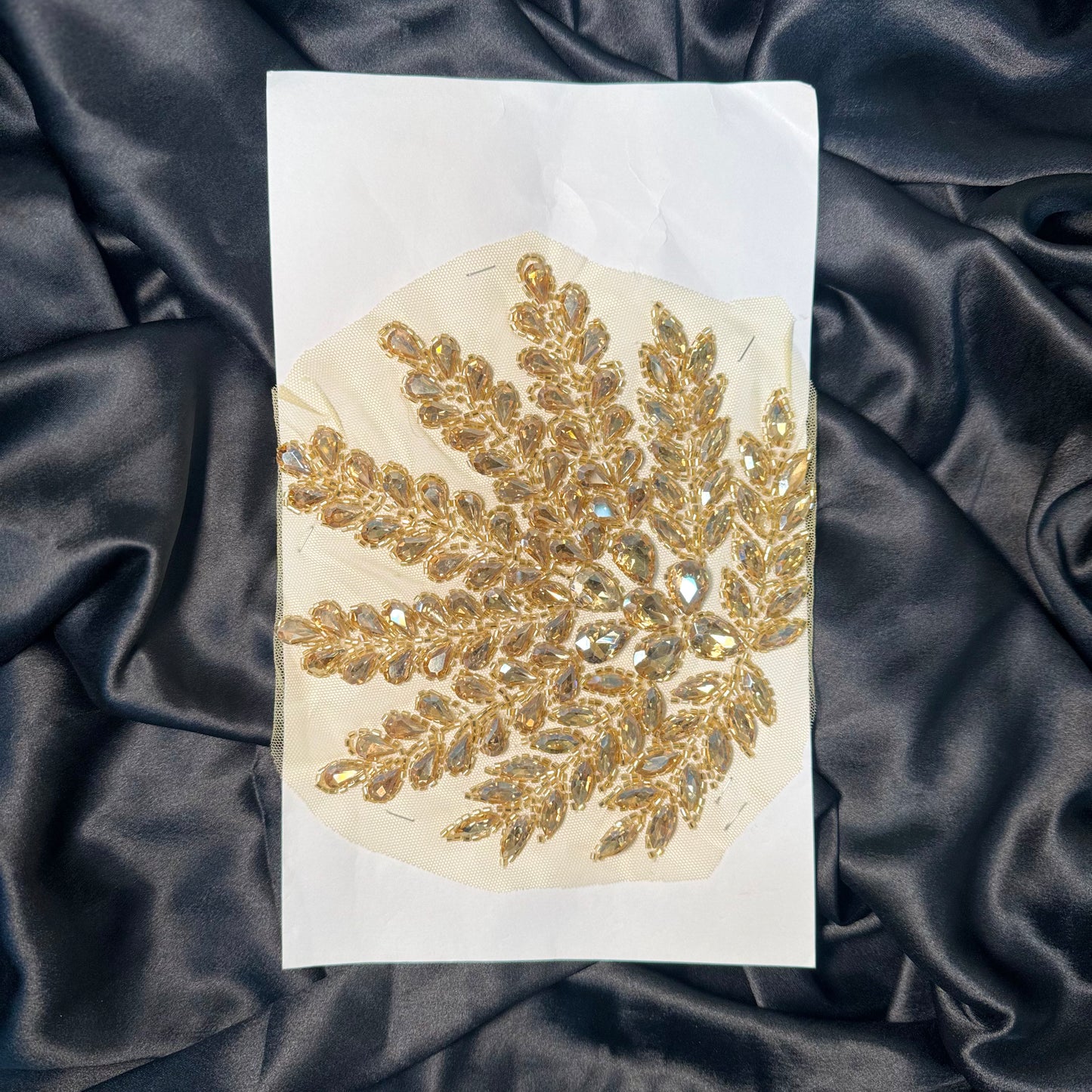 Golden Stonework Leaf Design Patch