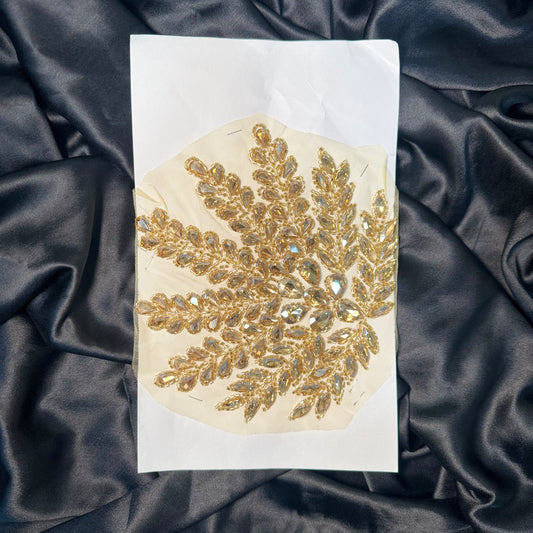 Golden Stonework Leaf Design Patch