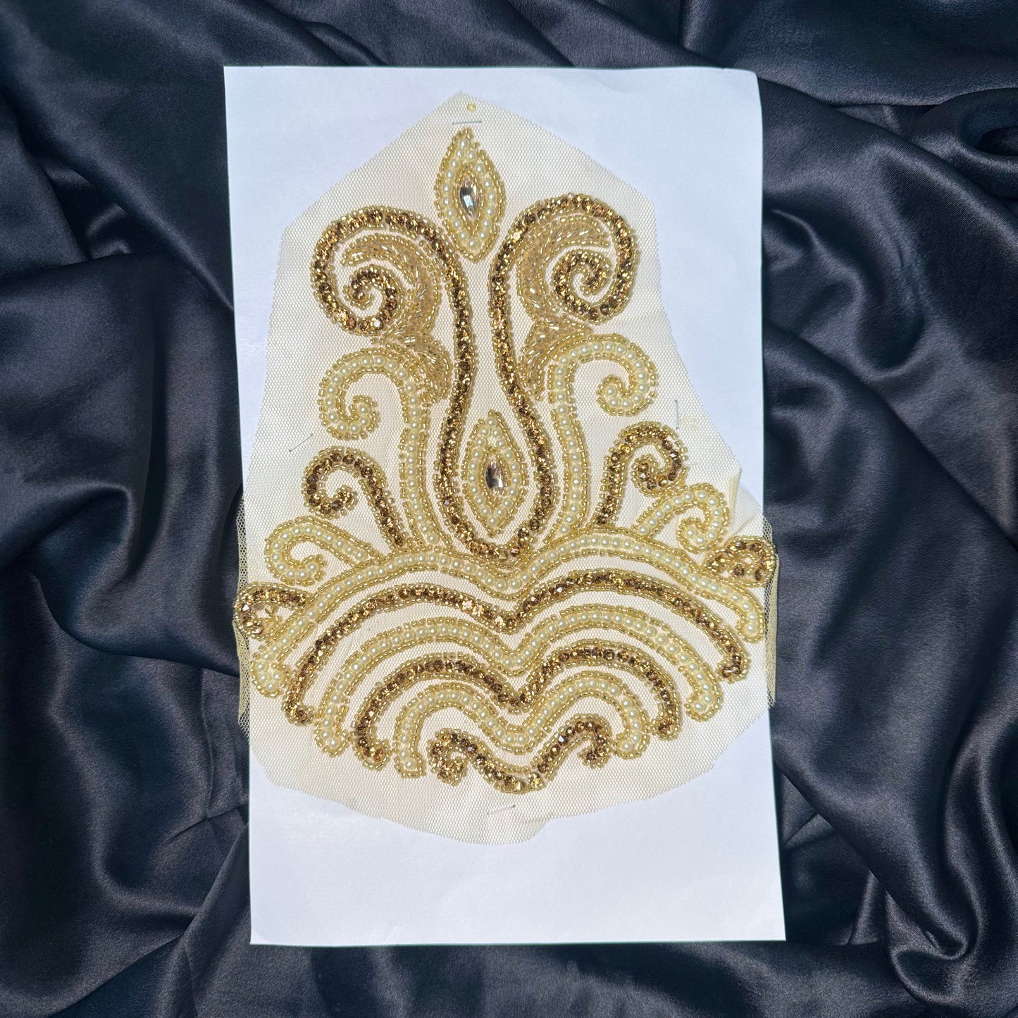 Designer Golden Stone and Pearl work Patch