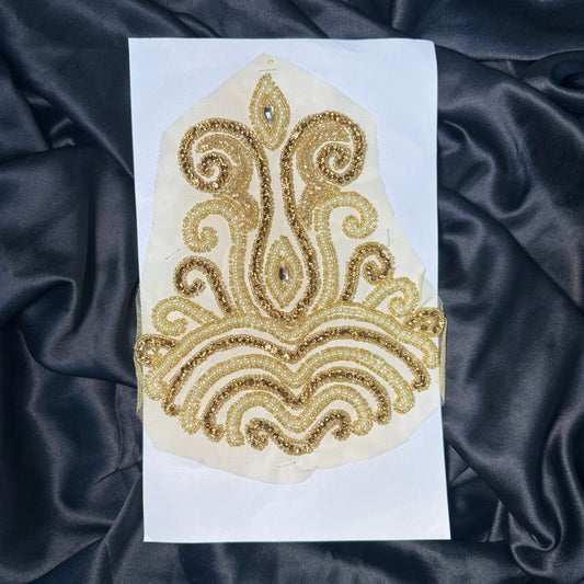 Designer Golden Stone and Pearl work Patch