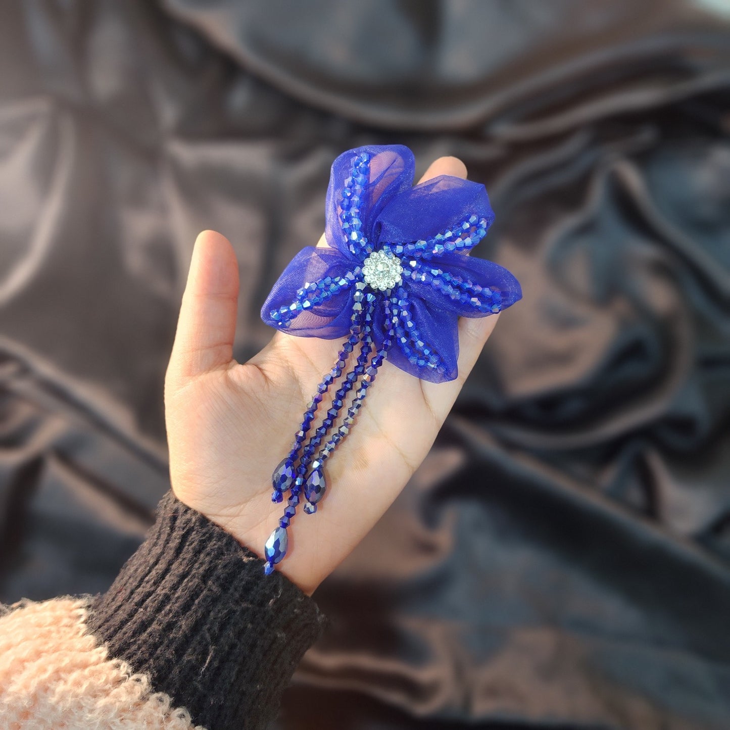 Crystal work Designer Flower Patch 1 Piece