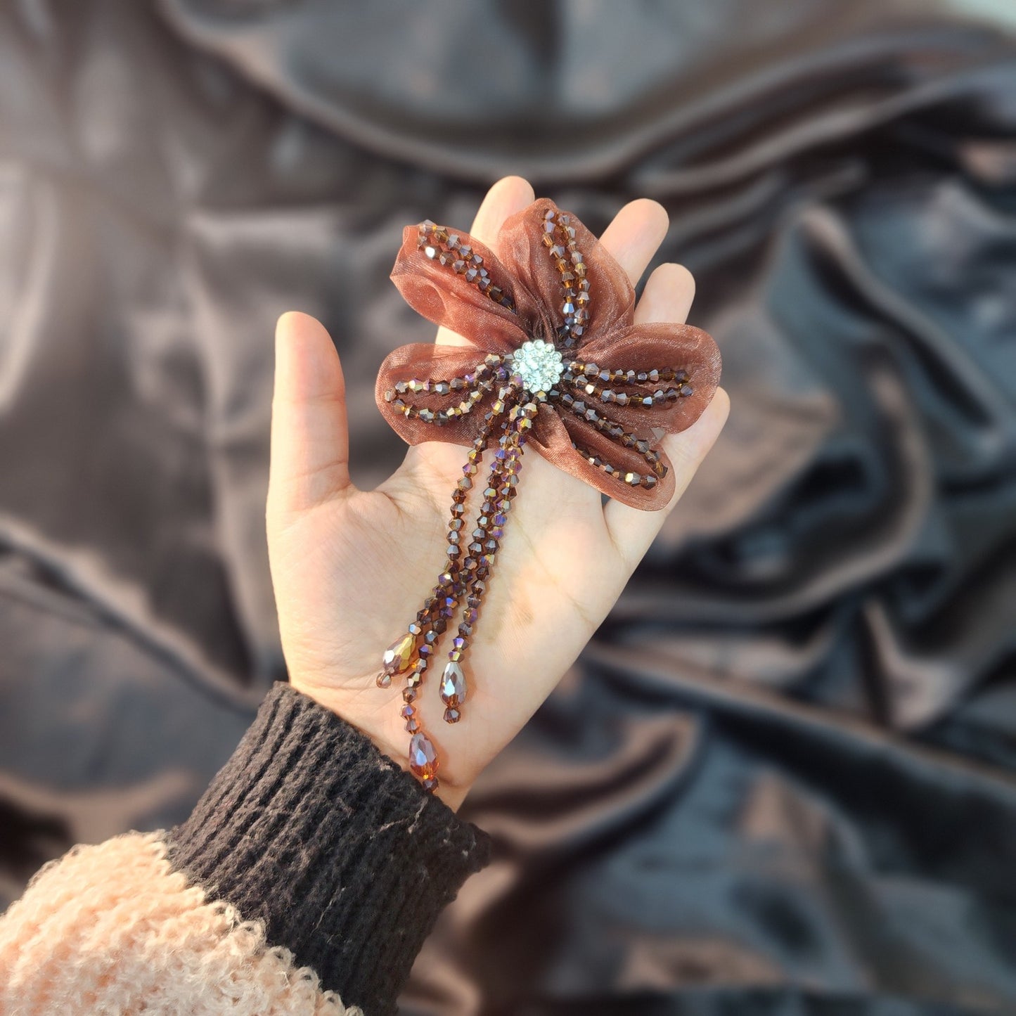 Crystal work Designer Flower Patch 1 Piece