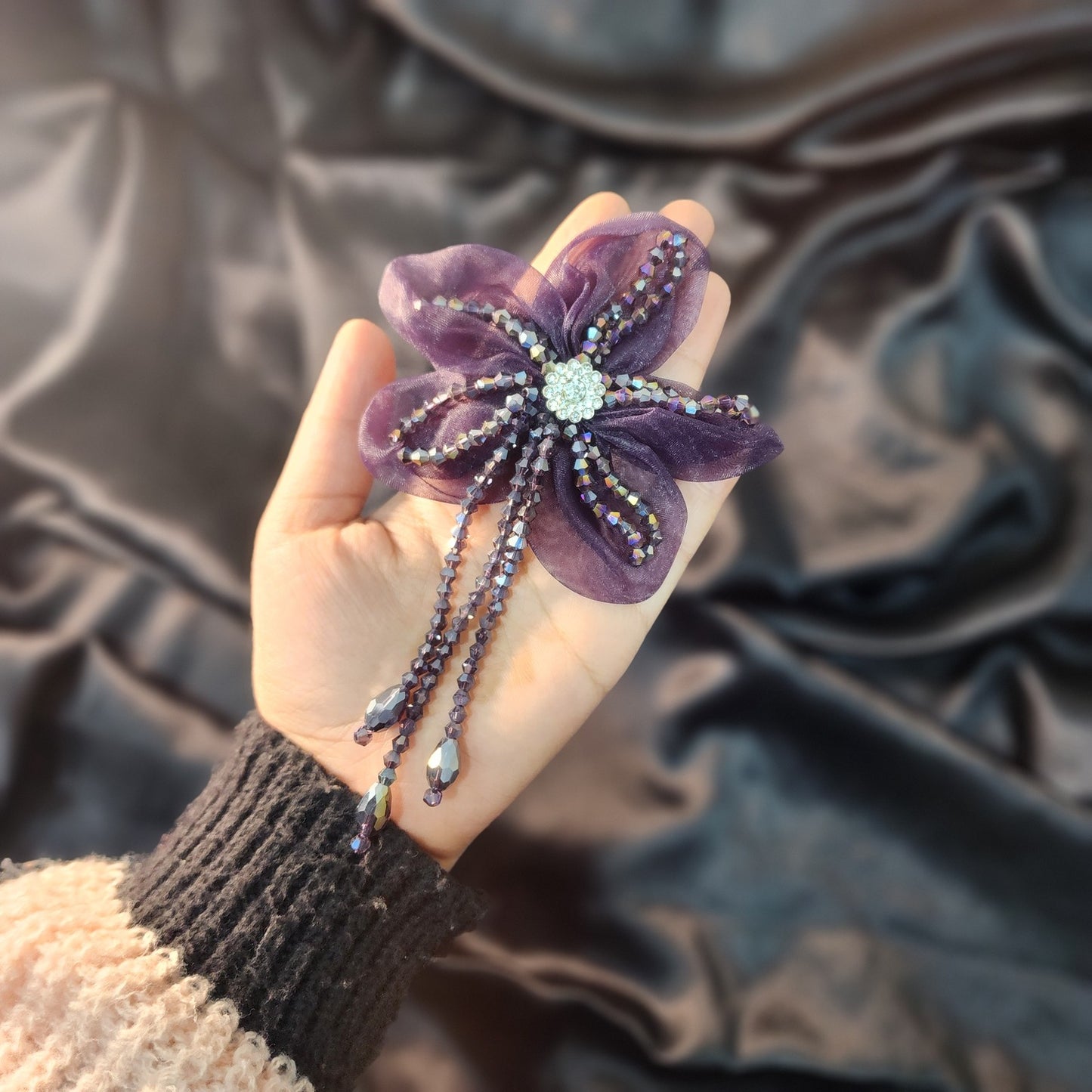 Crystal work Designer Flower Patch 1 Piece