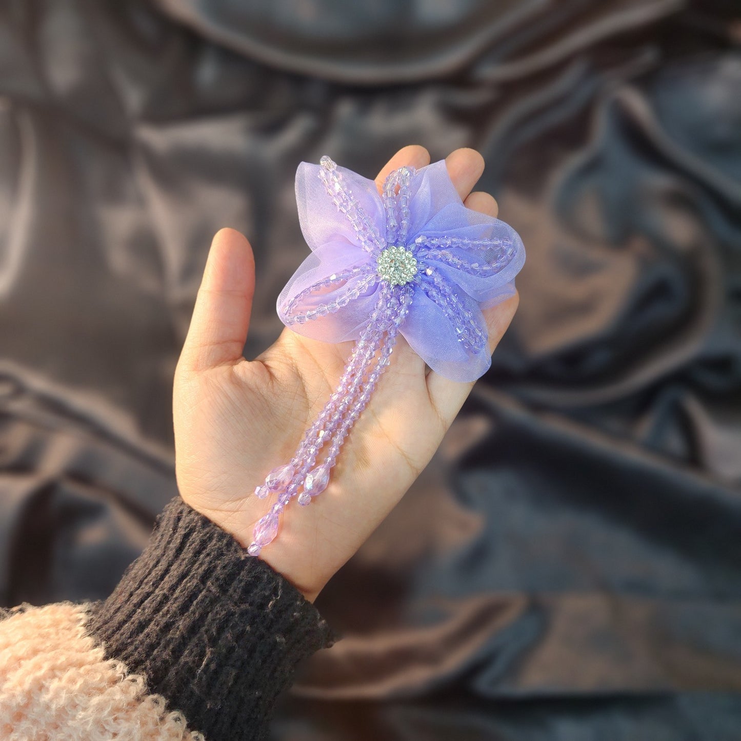 Crystal work Designer Flower Patch 1 Piece