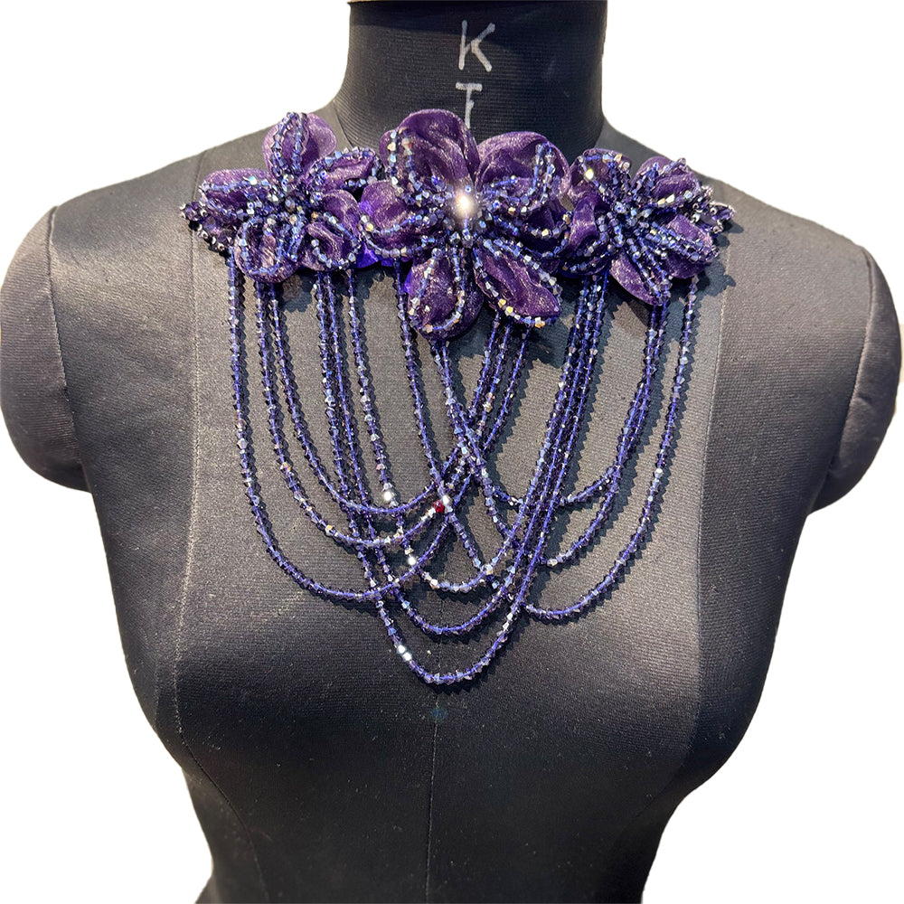 Beautiful Crystal work Floral Designer Patch