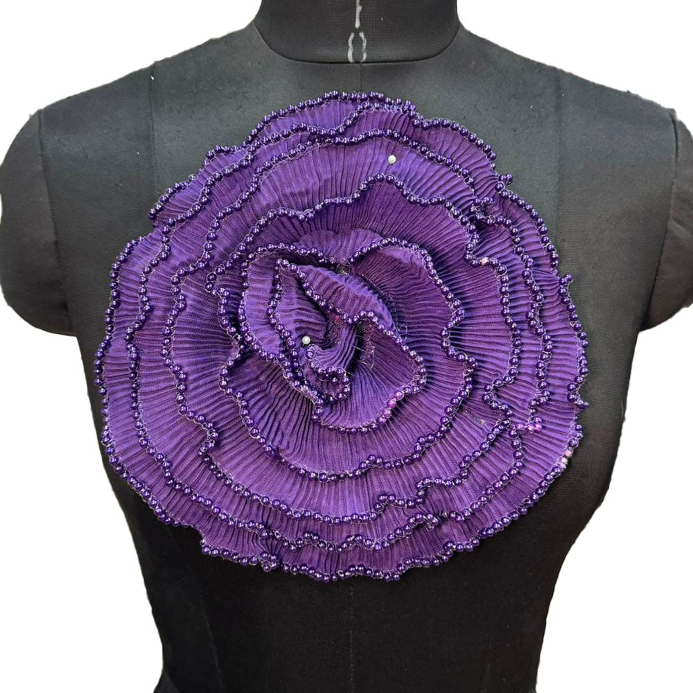 Crushed Fabric Flower with Pearl Detailing Patch