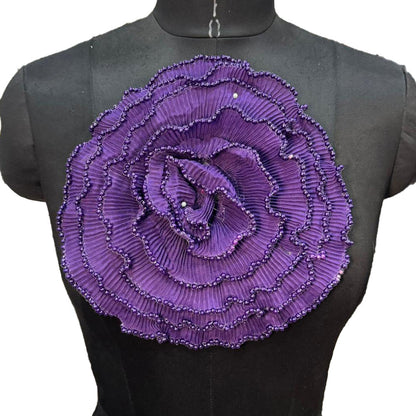 Crushed Fabric Flower with Pearl Detailing Patch