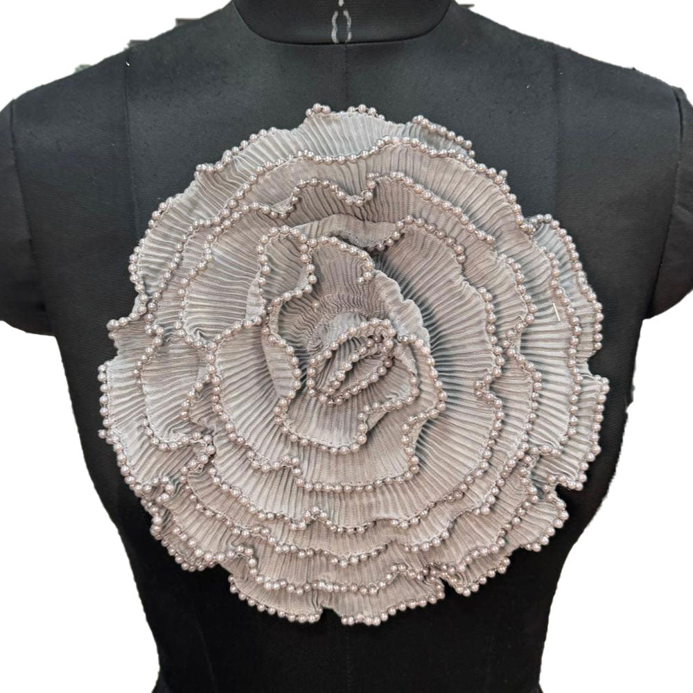 Crushed Fabric Flower with Pearl Detailing Patch