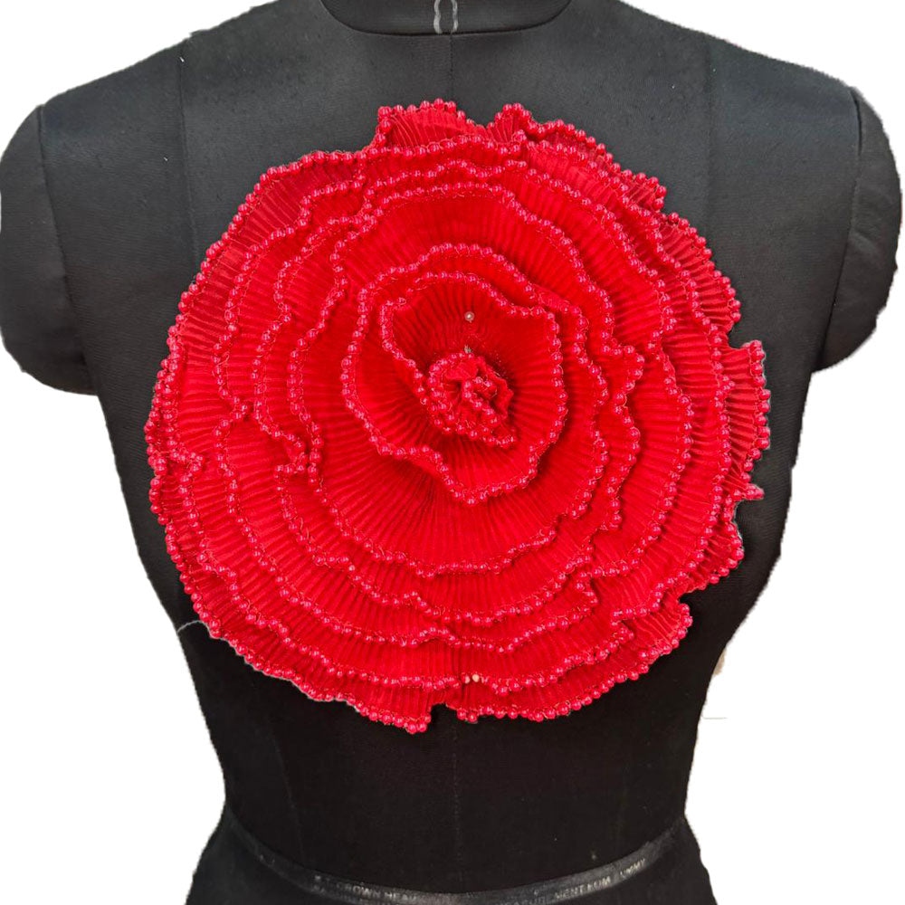 Crushed Fabric Flower with Pearl Detailing Patch