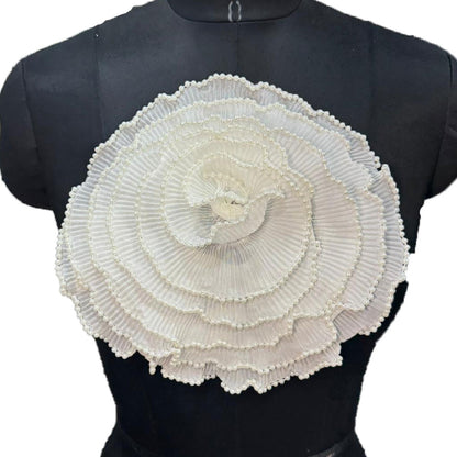 Crushed Fabric Flower with Pearl Detailing Patch