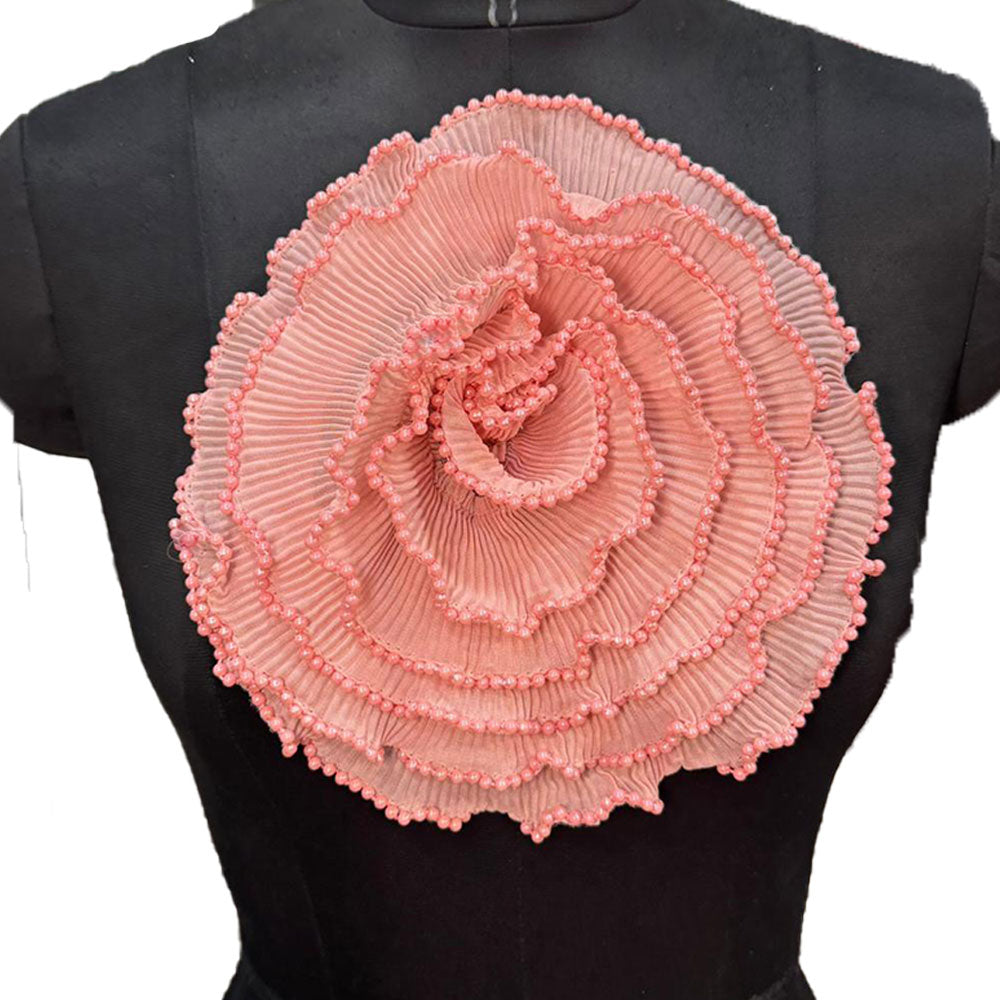 Crushed Fabric Flower with Pearl Detailing Patch