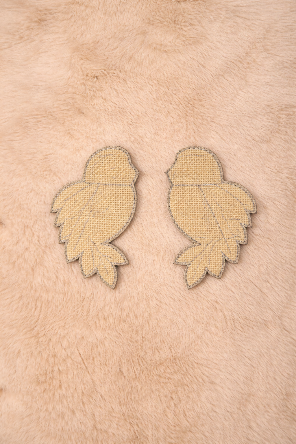 Set of 2 Pieces White Grey Beads work Kiddish Bird Patches