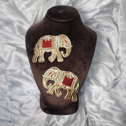 Fancy Elephant Shape Zari Embroidery Patch (PACK OF 2 Pairs)