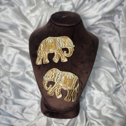 Fancy Elephant Shape Zari Embroidery Patch (PACK OF 2 Pairs)