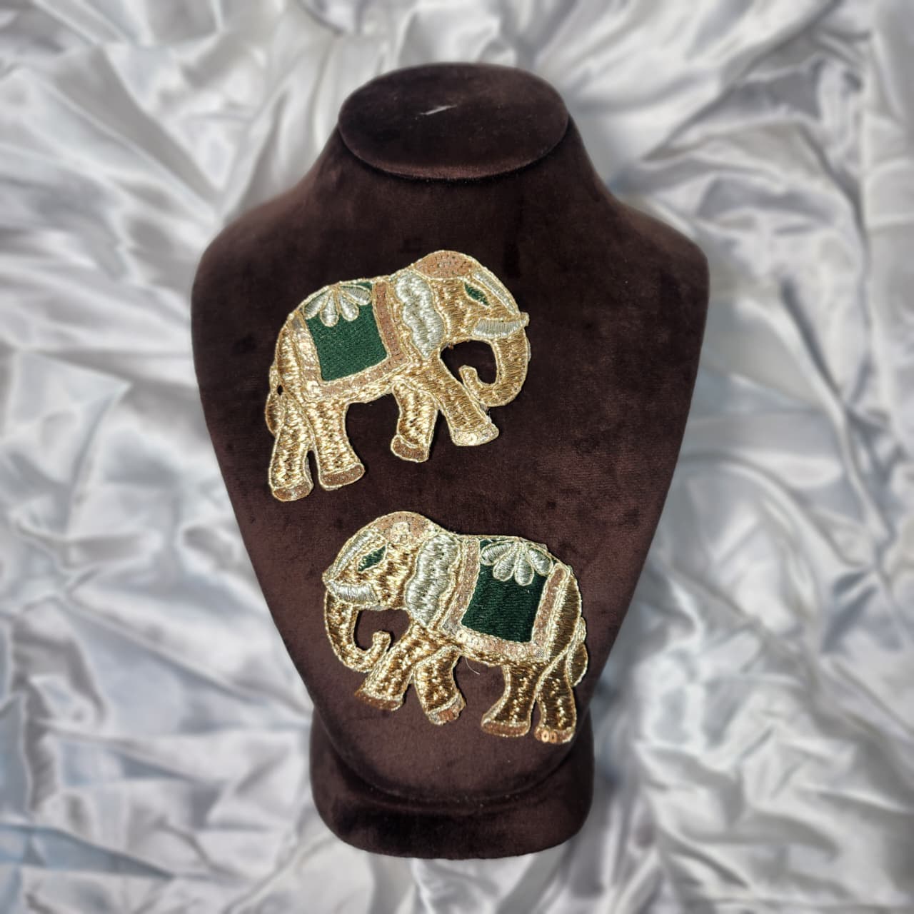 Fancy Elephant Shape Zari Embroidery Patch (PACK OF 2 Pairs)
