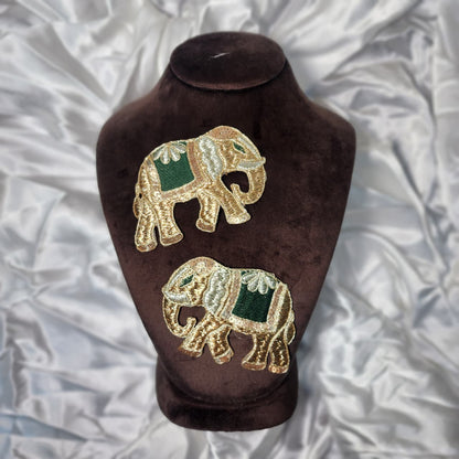 Fancy Elephant Shape Zari Embroidery Patch (PACK OF 2 Pairs)