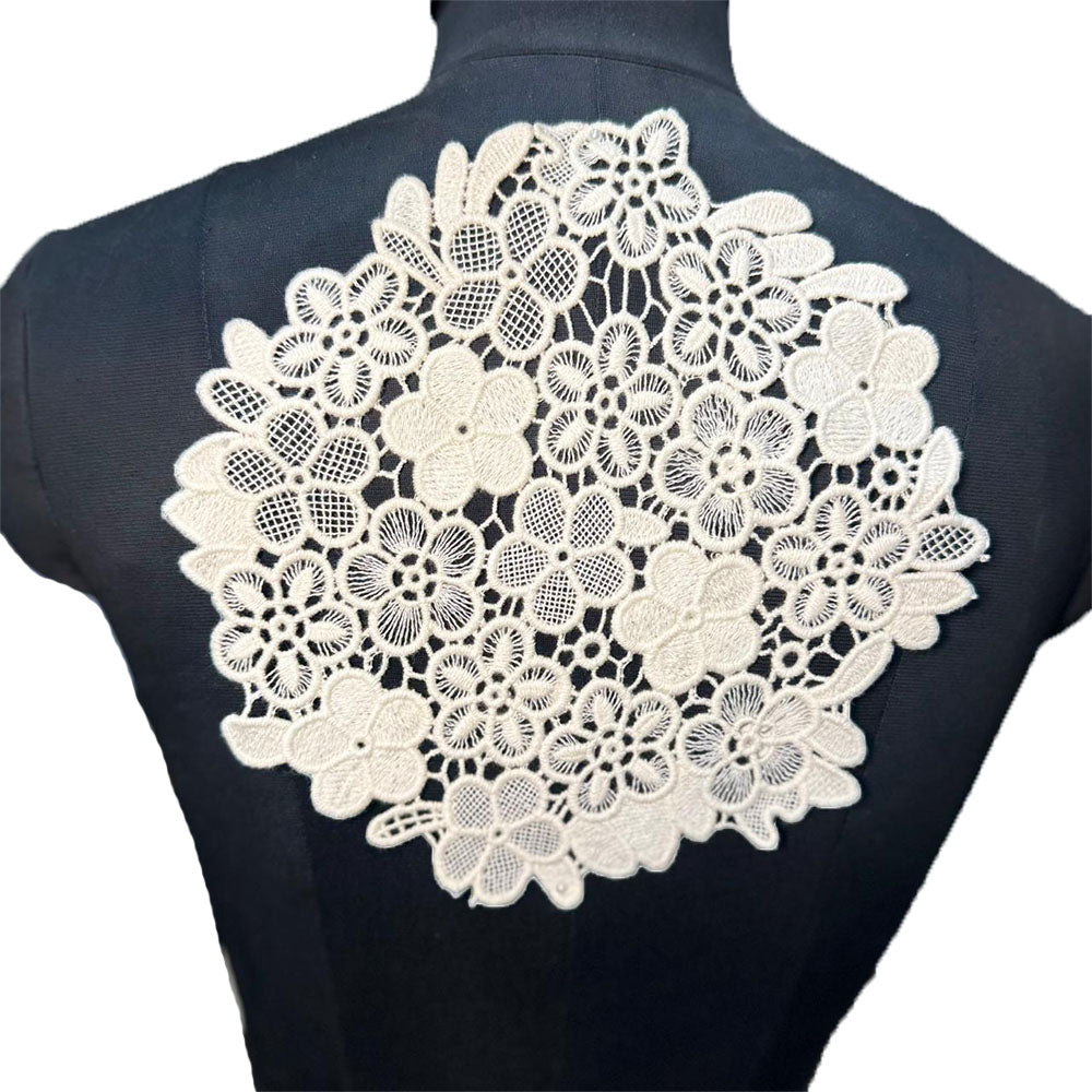 Off White Dyeable Round Floral Cotton Patch