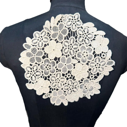 Off White Dyeable Round Floral Cotton Patch