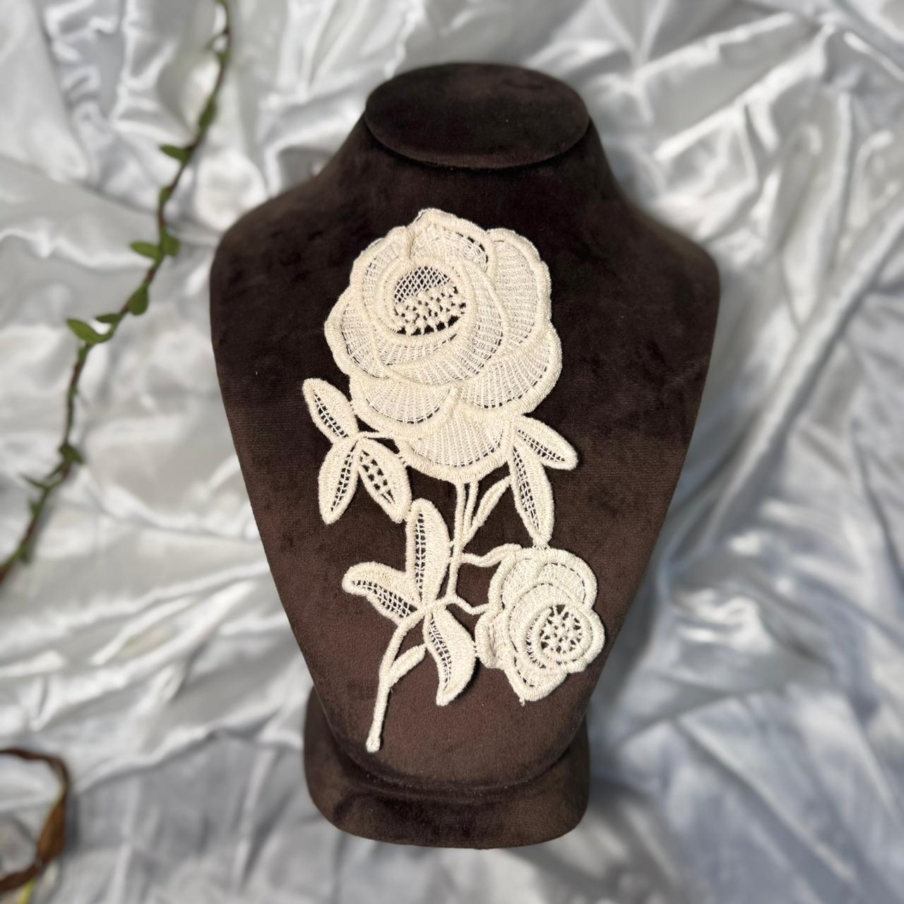 Off White Dyeable Rose Shape Cotton Patch
