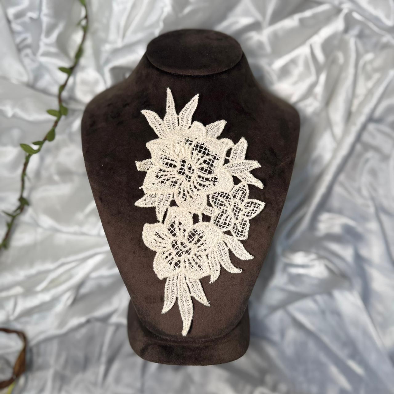 Off White Dyeable Floral Cotton Patch