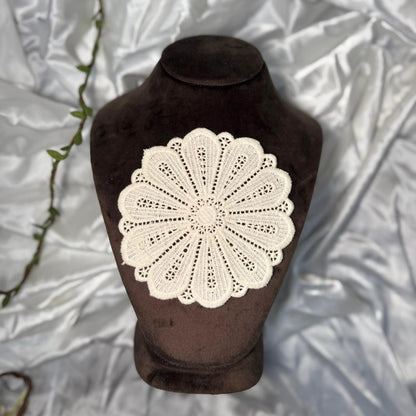 Off White Dyeable Floral Round Cotton Patch