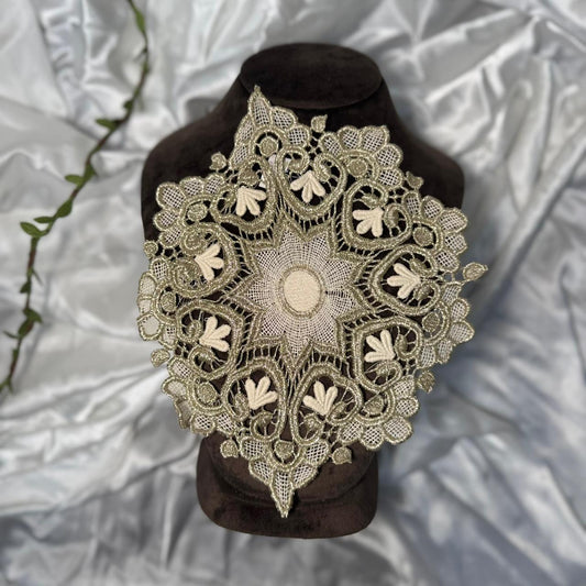 Water Gold color Floral Round Cotton and Zari Patch
