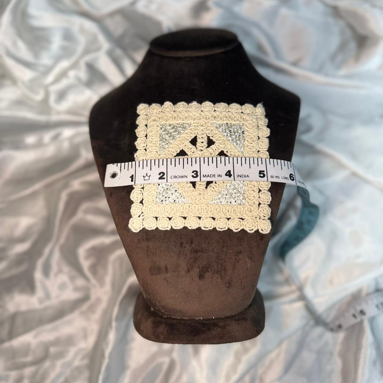 Dyeable Crochet Square Lace Applique Patch – Off White
