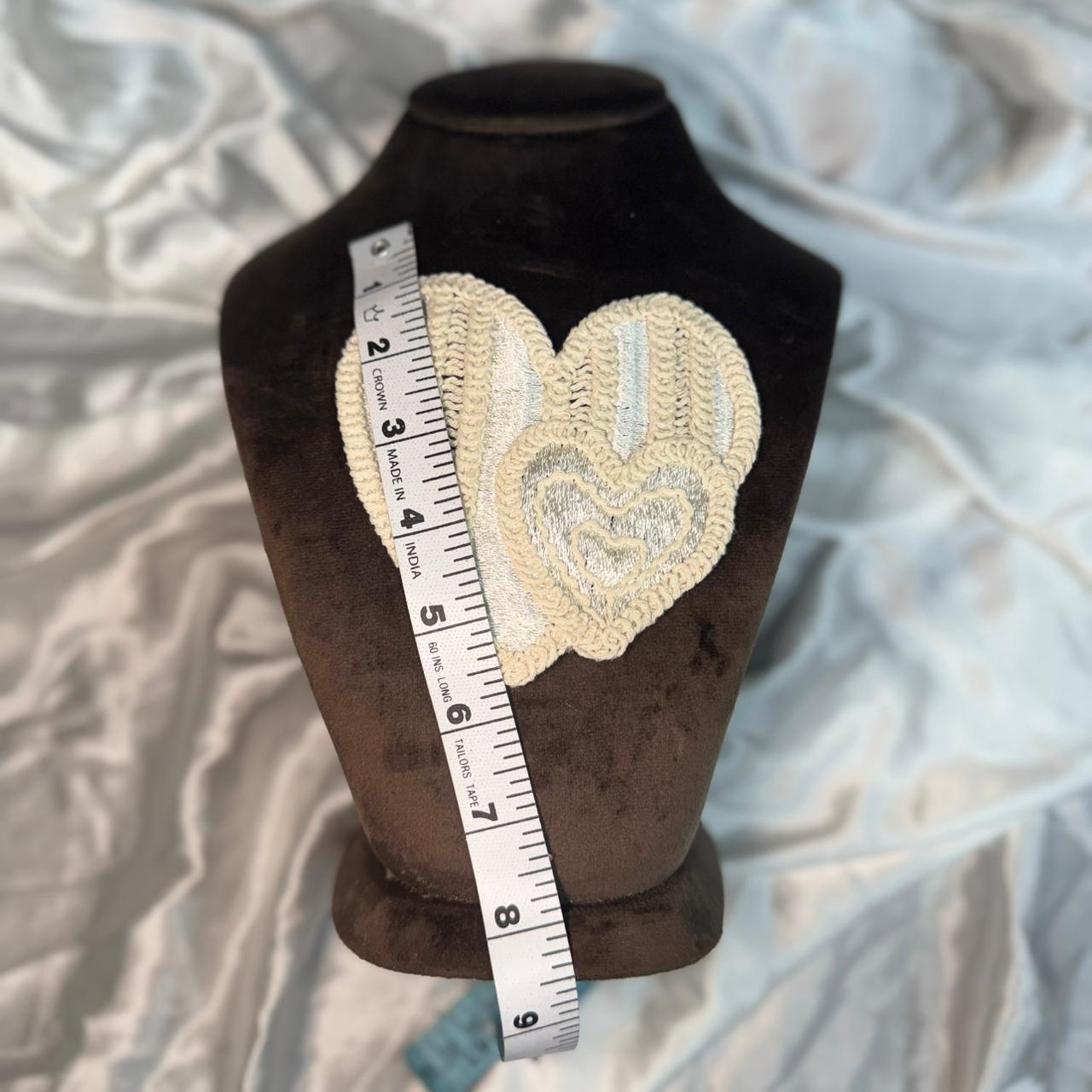 Set of 2 Cute Heart Bow Dyeable Pocket Applique Crochet Patch