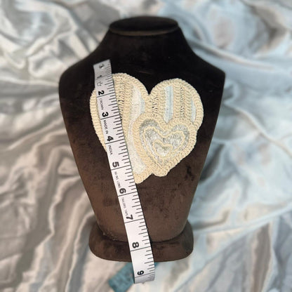 Set of 2 Cute Heart Bow Dyeable Pocket Applique Crochet Patch