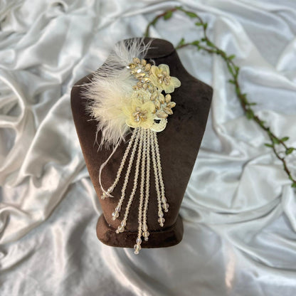 Luxury Feather & Crystal Floral Applique Patch