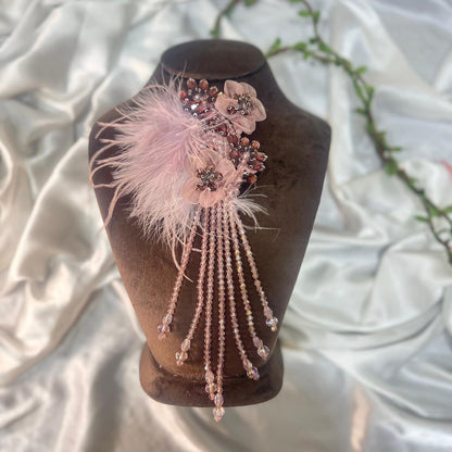 Luxury Feather & Crystal Floral Applique Patch