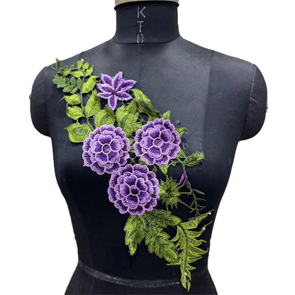 Designer Applique Patch with Detailed Floral Threadwork