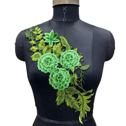Designer Applique Patch with Detailed Floral Threadwork