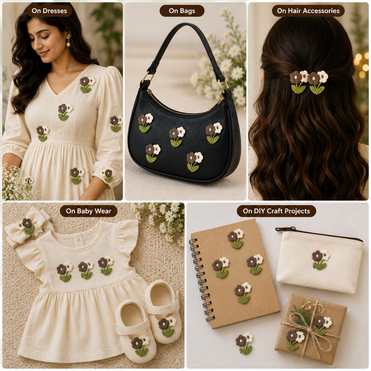 Decorative Mini Flower Applique Patch (10 Pieces)