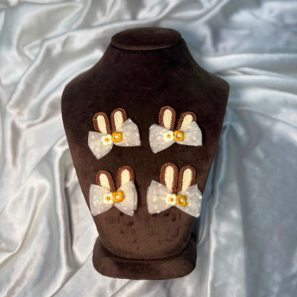 Cute Rabbit Ear Bow Crochet Embellishment Patch (5 Pieces)