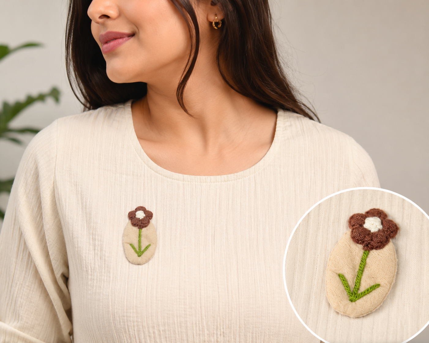 Handmade Floral Fabric Applique Patch (Pack of 5 Pieces)