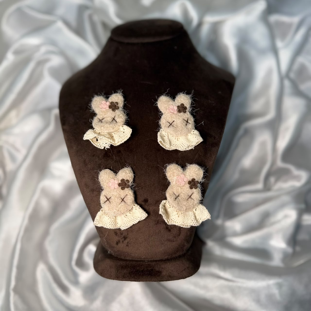 Cotton Lace Work Bunny Face Patch ( Pack of 5 Pieces )