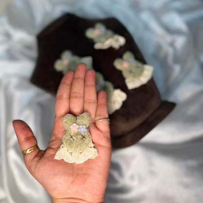 Cotton Lace Work Bunny Face Patch ( Pack of 5 Pieces )