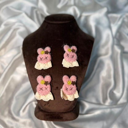 Cotton Lace Work Bunny Face Patch ( Pack of 5 Pieces )