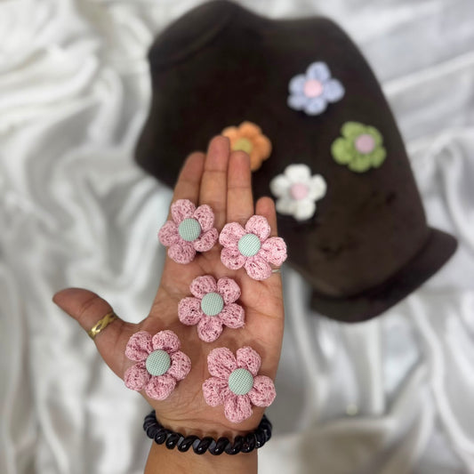 Decorative Crochet Flower Applique Patch Set of 5 Pieces
