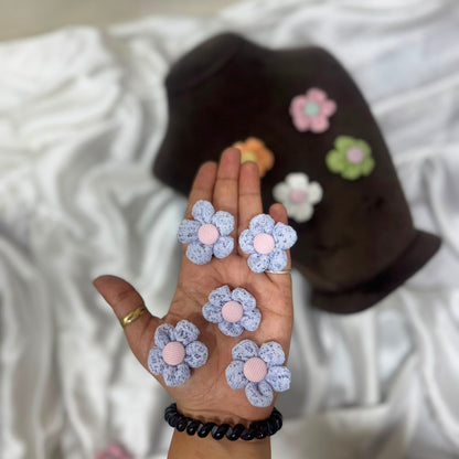 Decorative Crochet Flower Applique Patch Set of 5 Pieces