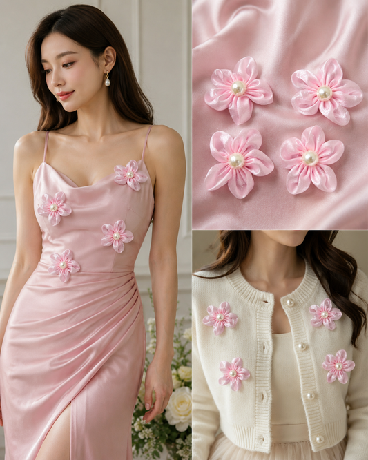Decorative Floral Pearl Embellishment Patch (5 Pieces)
