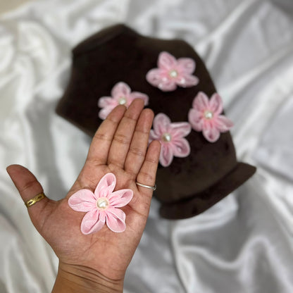 Decorative Floral Pearl Embellishment Patch (5 Pieces)