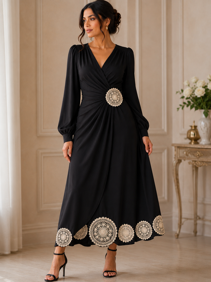 vintage Round Floral Lace Applique Patch (1 piece)