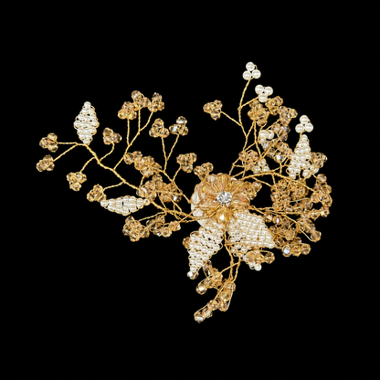 Elegant Pearl & Crystal Floral Patch (1 piece)