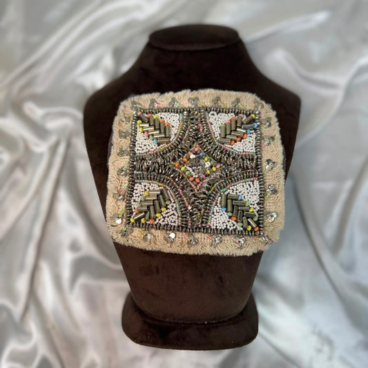 Light Multicolor Beaded Work Embroidered Decorative Patch