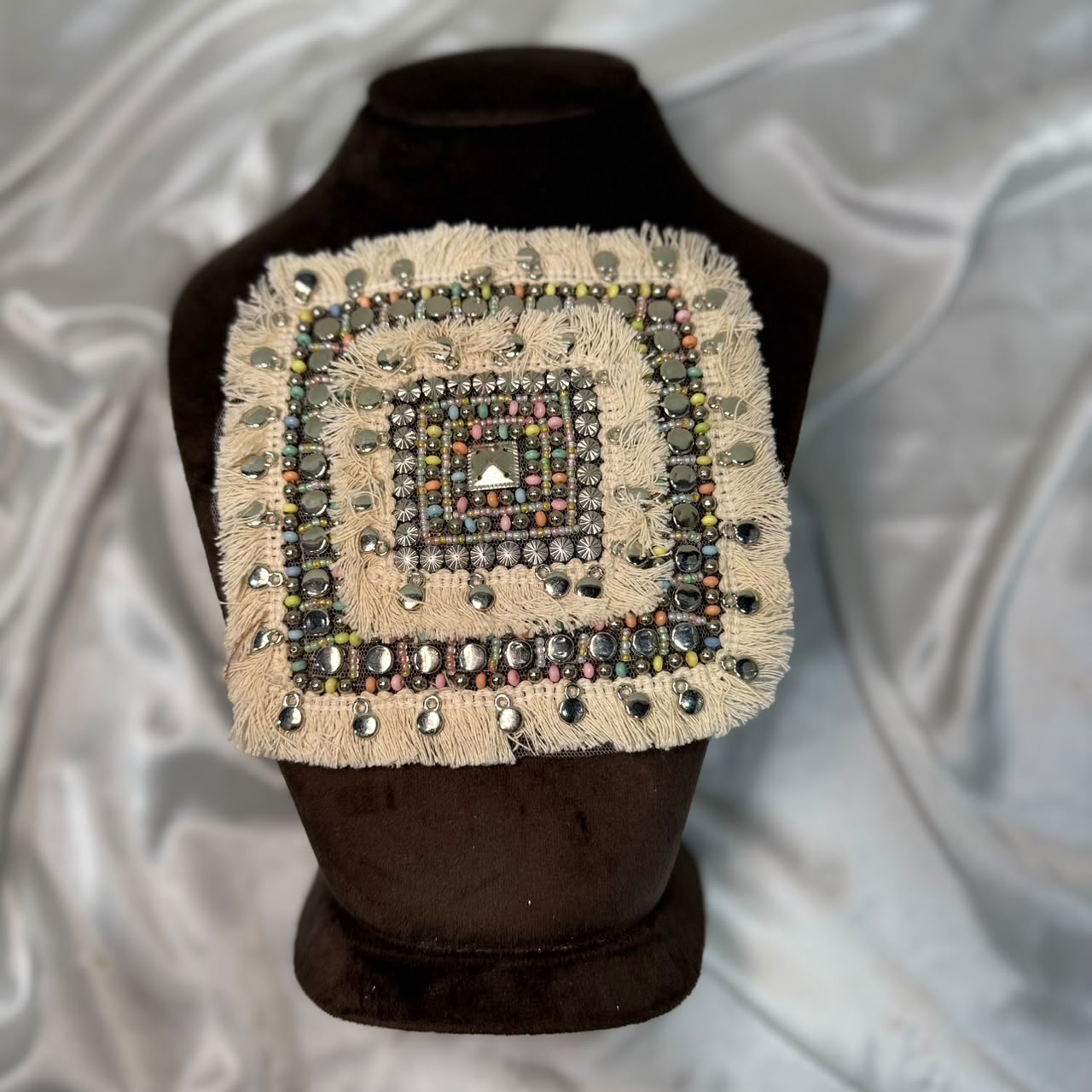 Designer Light Multicolor Beaded Embroidery Patch
