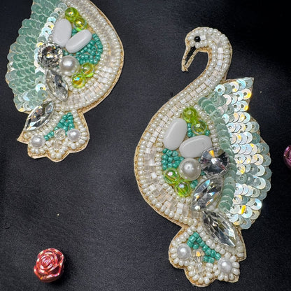 Twin Swan Embroidered Decorative Patches
