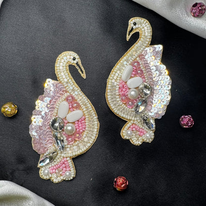 Twin Swan Embroidered Decorative Patches